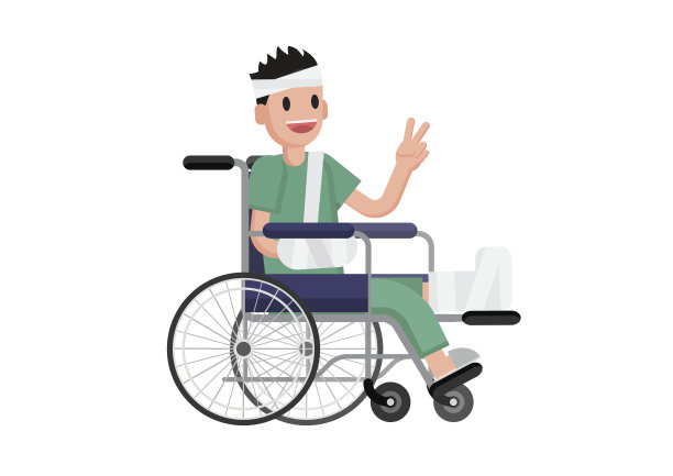坐在轮椅上腿部受伤的男人图片下载
