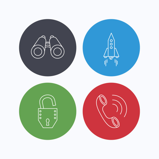 手机，启动火箭和搜索图标。图片下载