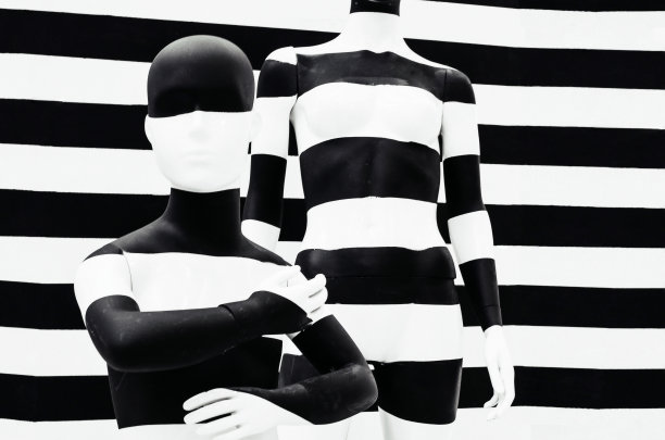 艺术人体模型黑白条纹，条纹上有黑白条纹。伪装。图片下载