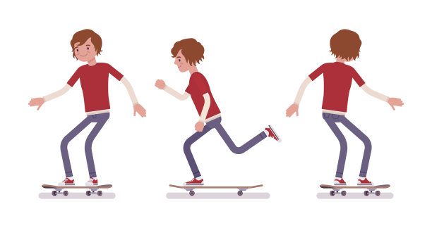 滑板男孩，骑在运动中图片下载