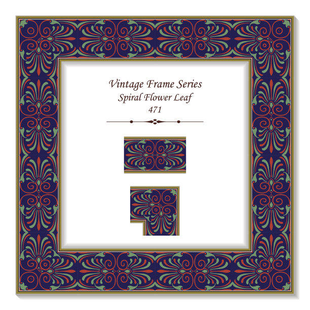 古董3D框架471螺旋花叶图片下载