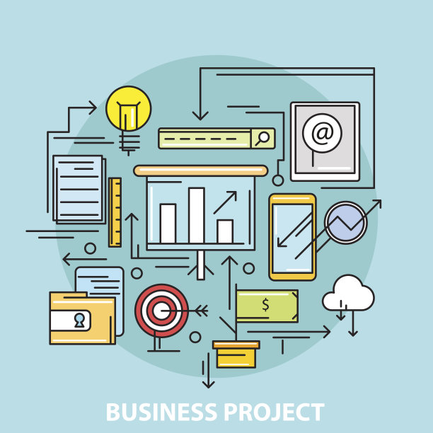 现代细线经营理念。矢量插图。图片下载