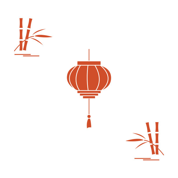 程式化的图标的中国灯笼和竹子。旅游和休闲。图片下载