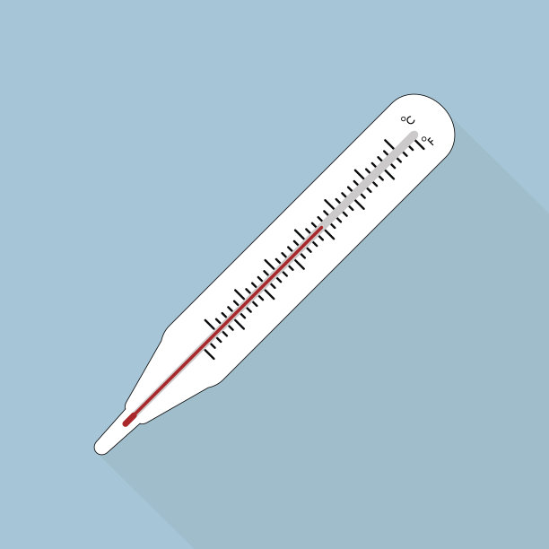 医疗体温计或体温计图标上的扁平样式。图片下载