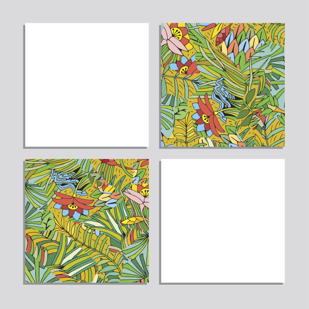 热带花卉的背景。矢量卡片和旗帜与异国情调的花和叶。图片下载