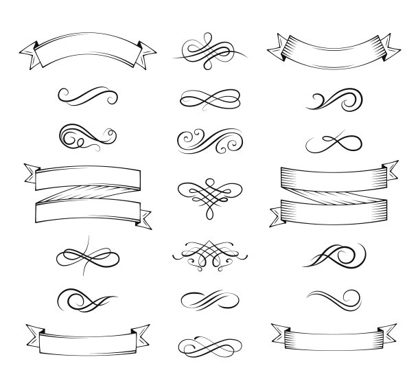 复古元素和页面装饰。华丽的框架和滚动元素。图片下载