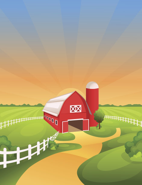 农场景观矢量插图。图片下载