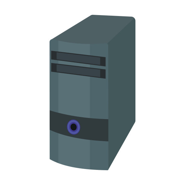 电脑机箱图标卡通风格孤立在白色背景。个人电脑配件符号股票矢量插图。图片下载