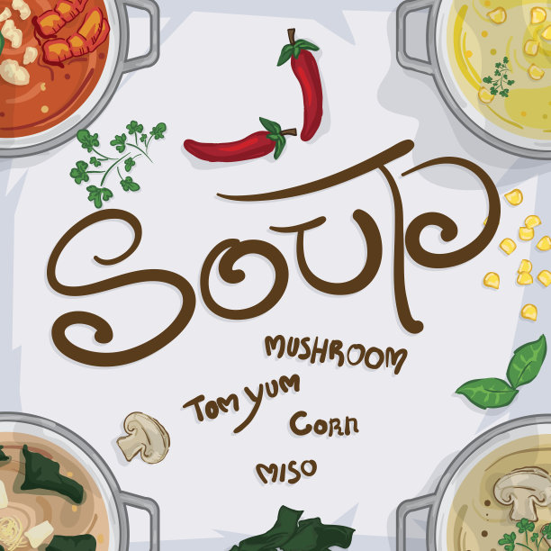 食物物体汤蘑菇冬阴功玉米味噌图片下载