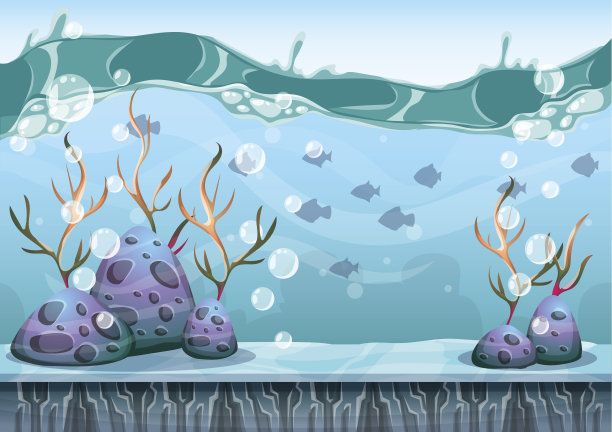 卡通矢量水下背景与分离层的游戏艺术图片下载