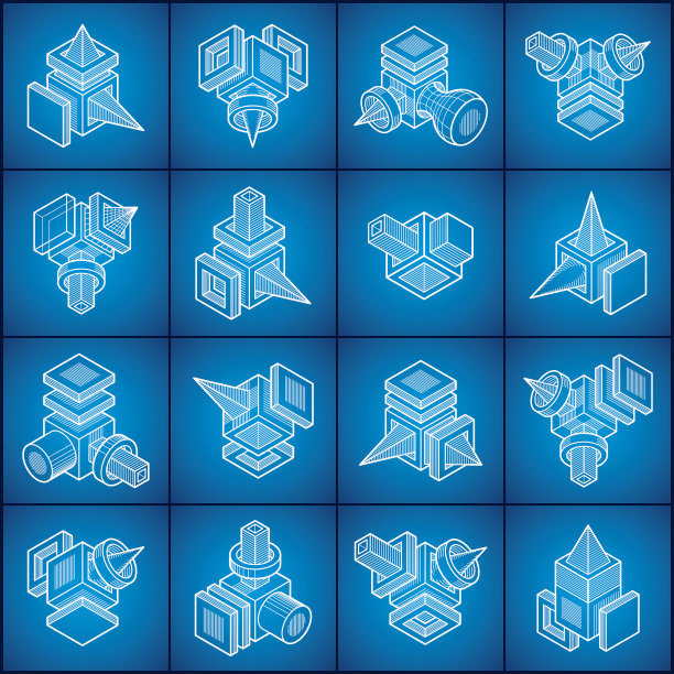 三维工程矢量，抽象图形集合。图片下载