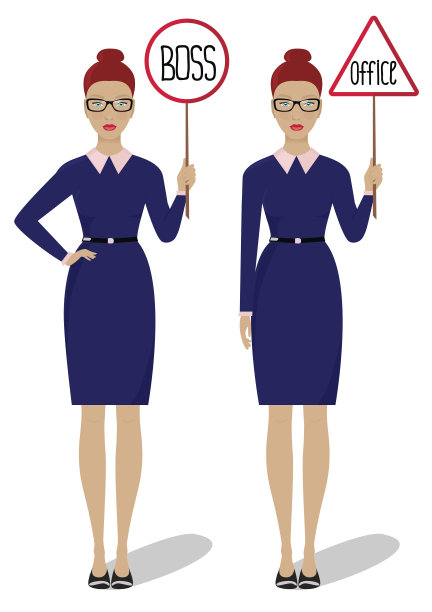 有路标的办公室女孩图片下载