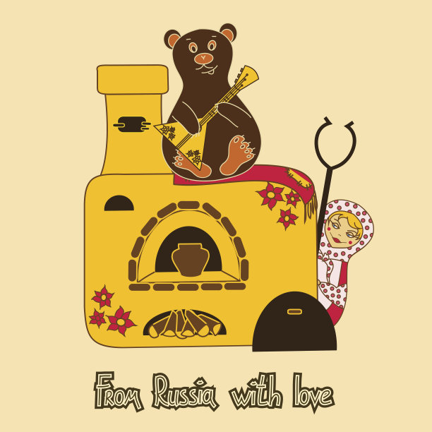 背景与俄罗斯娃娃和烤箱图片下载