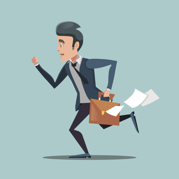 拿着公文包的商人上班迟到图片下载