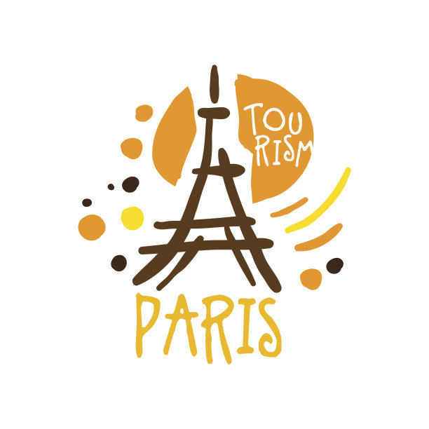 巴黎旅游图标模板手绘矢量插图图片下载