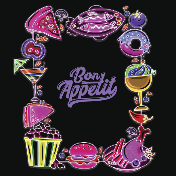 复古霓虹食品架图片下载