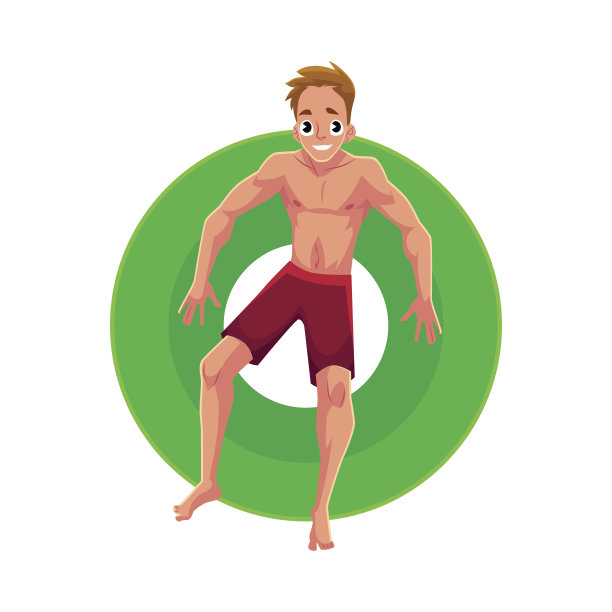 年轻人在浮动的充气环休息在星星的位置图片下载