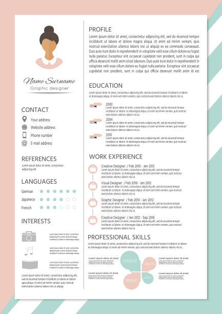 女性简历与信息图表设计图片下载