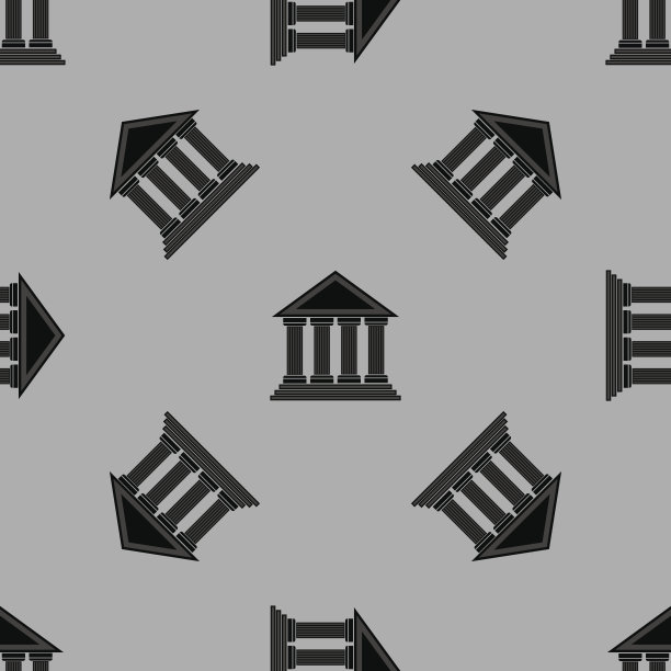 希腊神庙图标无缝图案图片下载