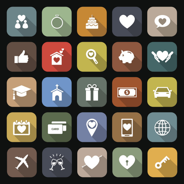 家庭平面图标与长阴影图片下载