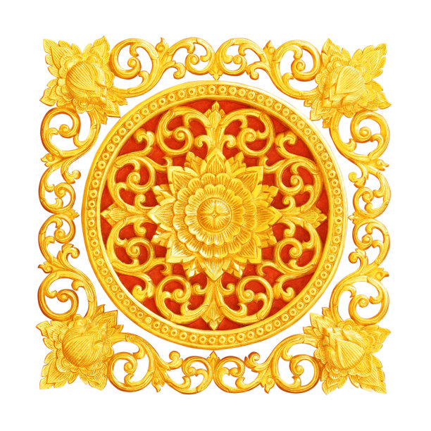 花的图案雕刻装饰孤立在白色的背景图片下载