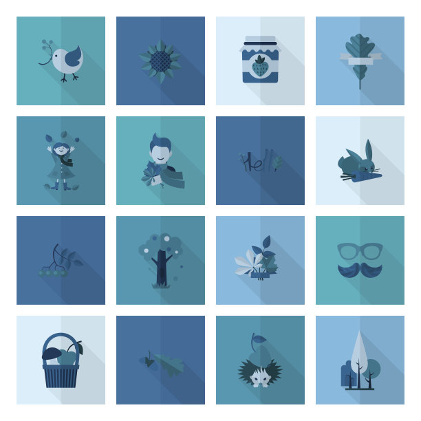 一套平坦的秋天图标图片下载