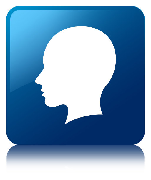 头女脸图标蓝色方形按钮图片下载
