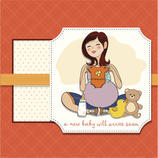 快乐的孕妇，宝宝送礼卡图片下载
