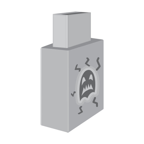 带病毒图标的USB轮廓样式隔离在白色背景上。黑客和黑客股票矢量图符号。图片下载