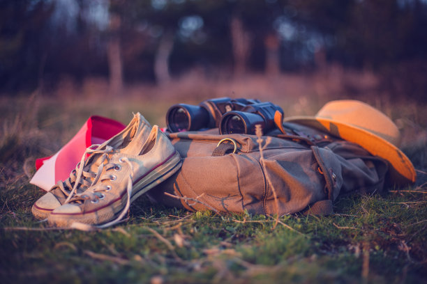 时髦的徒步旅行者装备在福里斯特图片下载