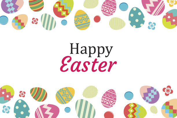 复活节彩蛋背景模板快乐。可用于贺卡、广告、墙纸、传单、请柬、海报、宣传册。素材图片