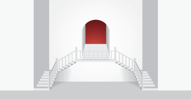 白色房间内部与一个斯特拉尔和拱门。矢量插图。图片下载