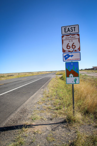 66号公路上的路标图片下载