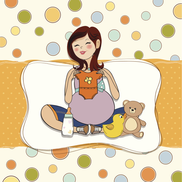 快乐的孕妇，宝宝送礼卡图片下载