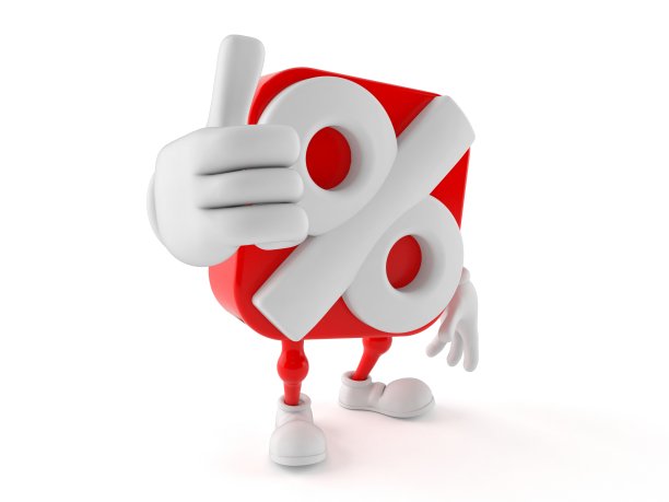 百分比字符与拇指向上的手势图片下载