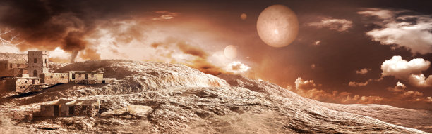 废弃的沙漠村庄图片下载