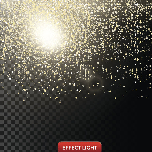 一个下落的闪闪发光的金色的矢量插图，五彩纸屑在黑色的背景图片下载