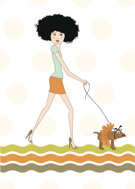 漂亮的年轻女士和她的狗图片下载