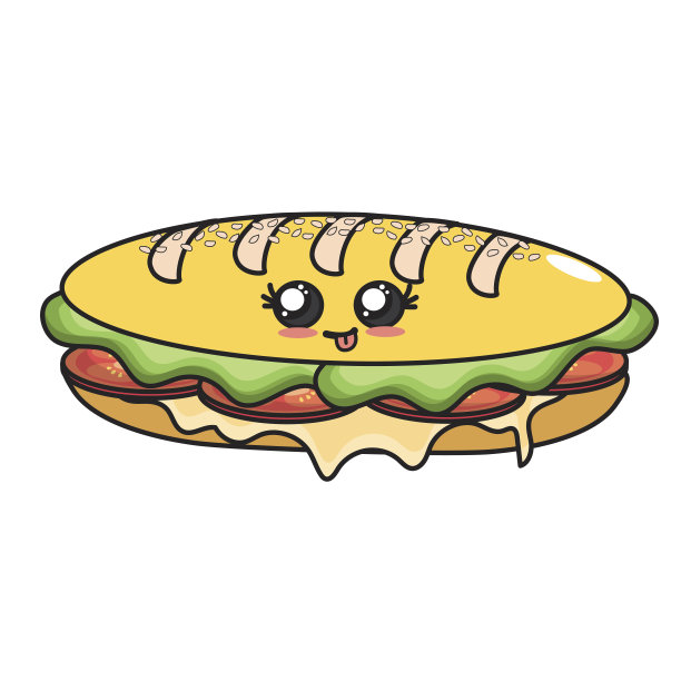 可爱可爱的三明治微笑和快乐图片下载
