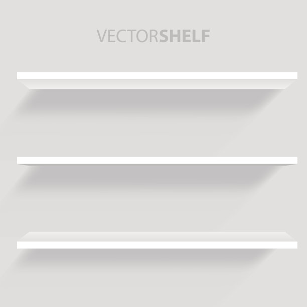 白色架子在灰色背景矢量插图。素材图片
