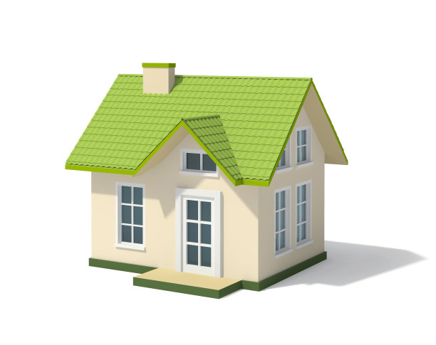 有绿色屋顶的小房子图片下载