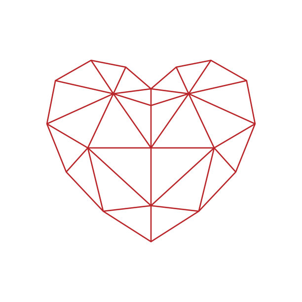 红色的多边形心-图标。图片下载