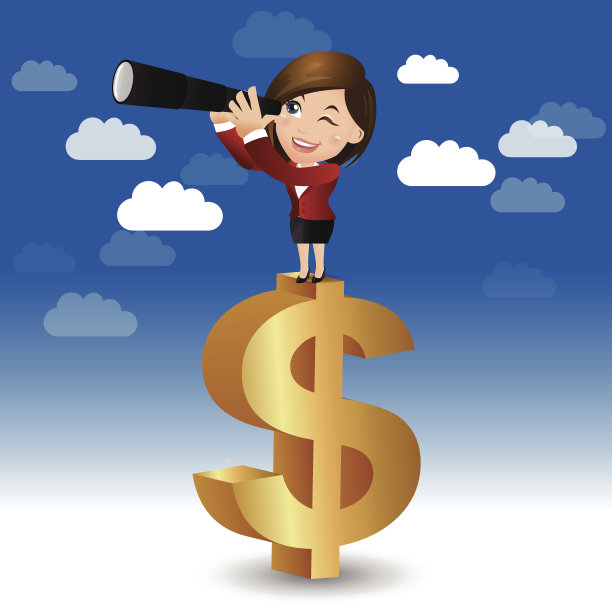 人们在金钱标志上设置商业女商人图片下载