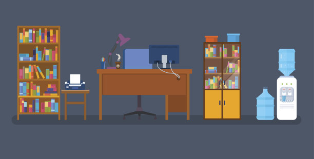 一组用于创建办公室内部的独立对象图片下载