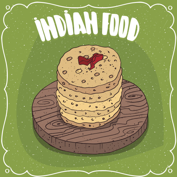 木盘上的一堆印度圆面饼图片下载