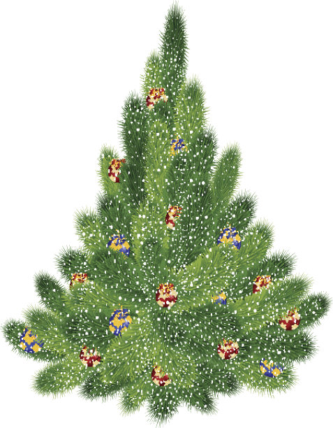 有红色和蓝色球的圣诞树图片下载