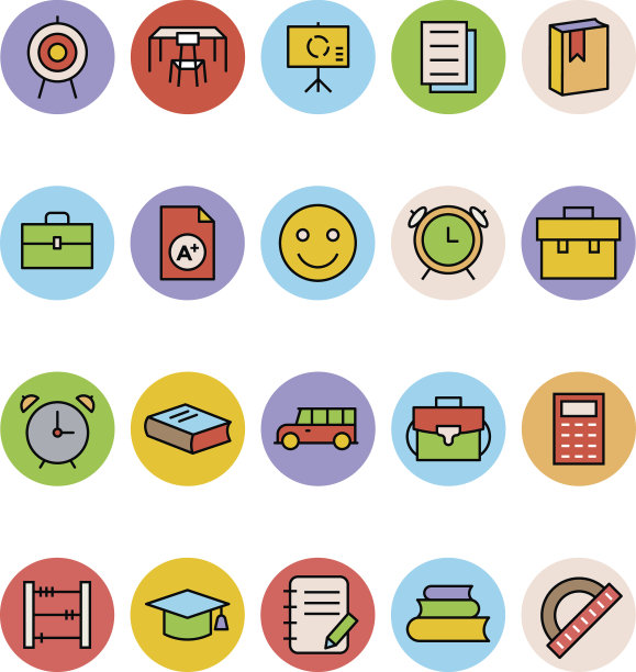 教育彩色矢量图标图片下载