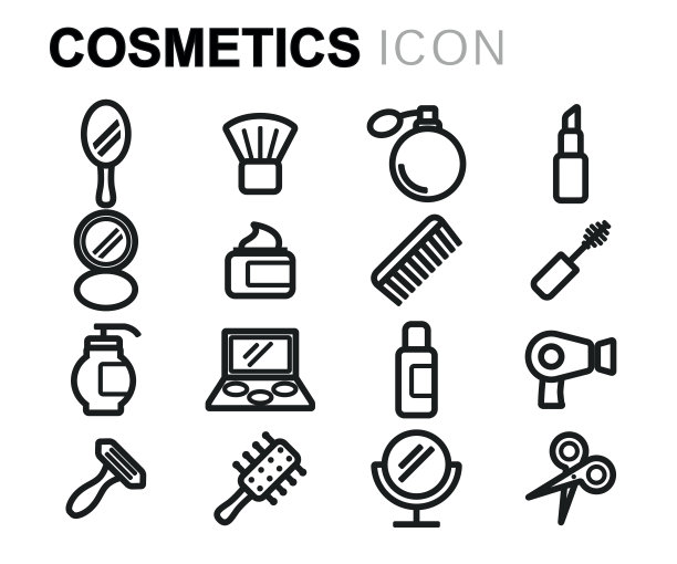 矢量黑色线条化妆品图标合集图片下载