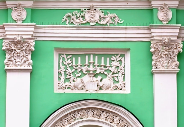 复古的绿色墙壁和灰泥图片下载