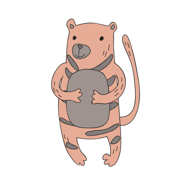 可爱的卡通老虎角色，矢量孤立的插图在简单的风格。图片下载